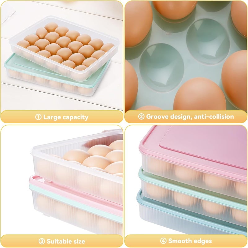 FACULX 3 Pack Deviled Egg Containers with Lid and 8 Pcs Deviled Egg Injector Piping Tool, Egg Organizer for Refrigerator, Fridge Stackable Countertop Portable Egg Platter (pink,blue,green) - Image 5